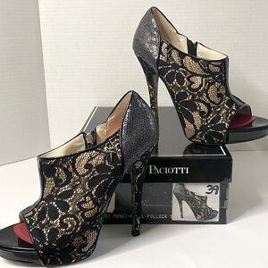 COPY - Cesare Paciotti open toe ankle booty with sequin detail on the heel and …